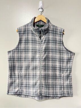 Woolrich Fleece Vest Frost Hunt Grey Plaid Women’s Size 2XL Casual Spring